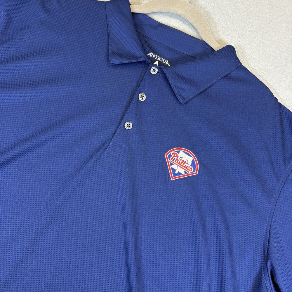 Philadelphia Phillies Polo Shirt Mens XL Antigua Blue MLB Embroidered Logo
